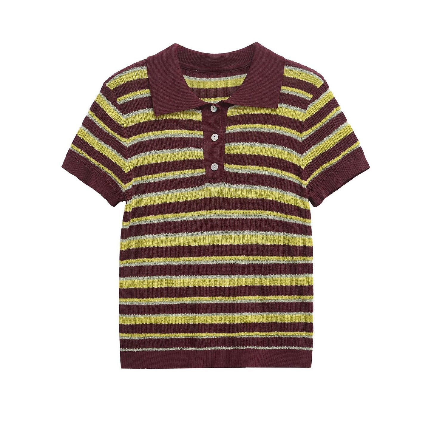 Color Block Striped Short Sleeve Knit Top