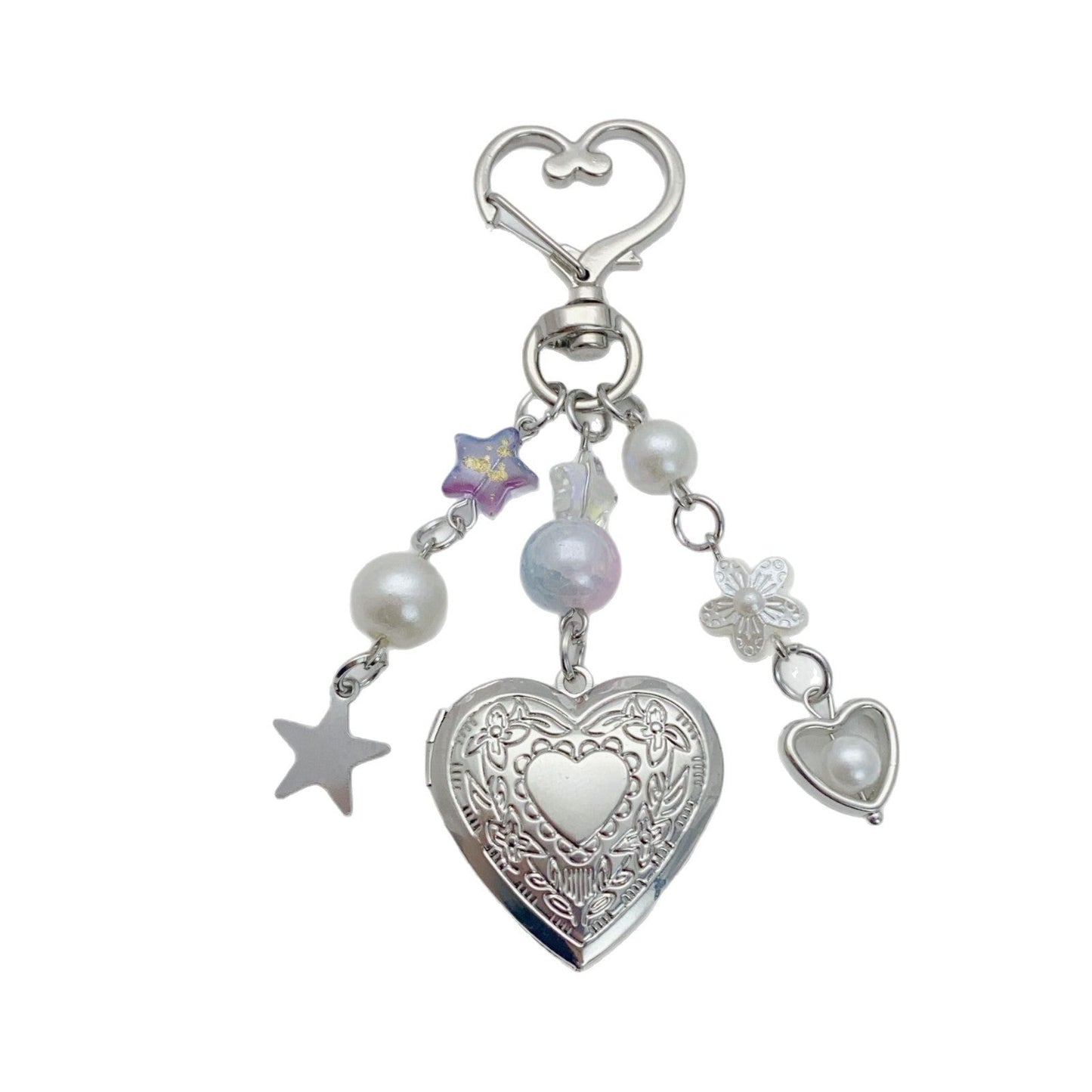 Metal Love Beads Keychain Bag Charms
