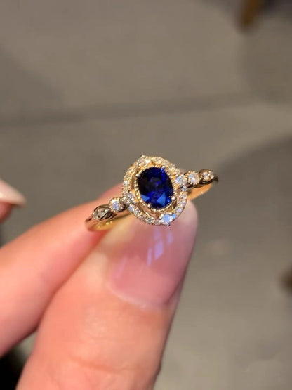 Vintage Blue Gemstone Rhinestone Rings