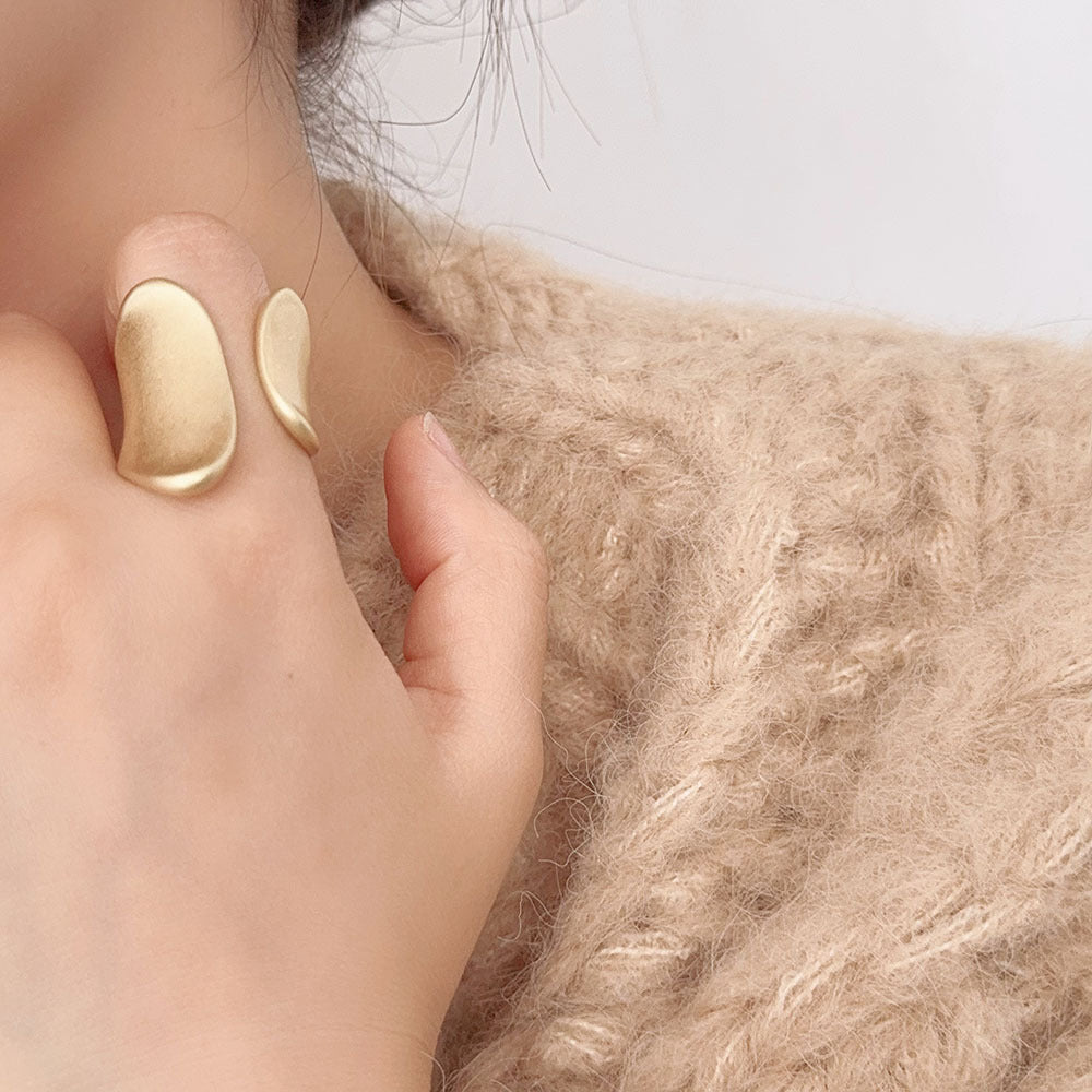 Chunky Irregular Geometric Open Adjustable Ring