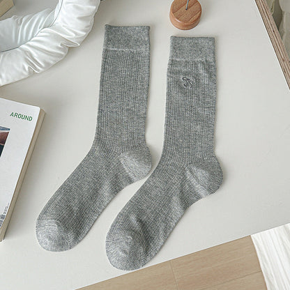 Bow Embroidered Sweet Thin Socks