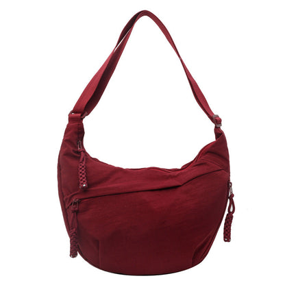 Solid Color Nylon Large Capacity Shoulder Bag