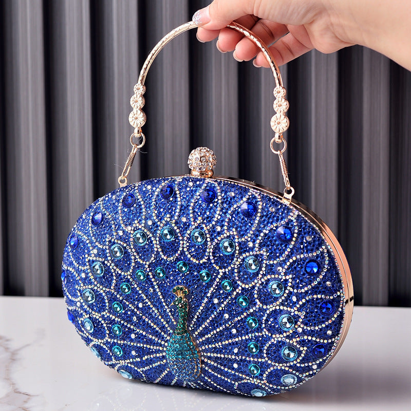 Peacock Rhinestone Elegant Party Evening Handbag
