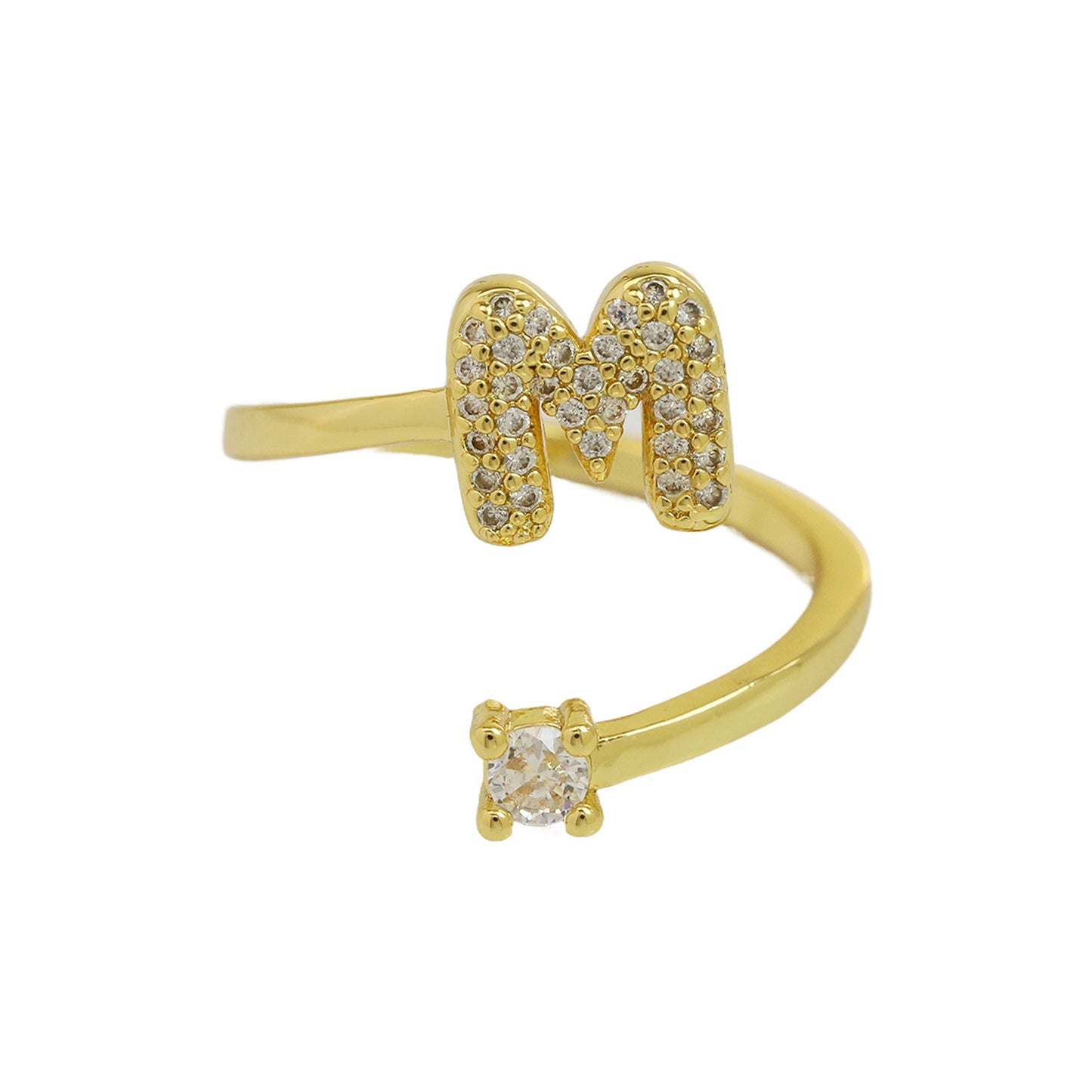 Letters A–Z Sparkling Zircon Adjustable Ring