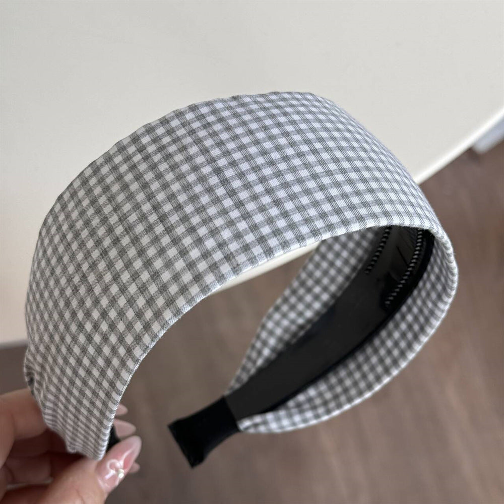 Plaid Rhinestone Simple Wide Headbands