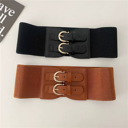 Solid Color Stretchy Adjustable Wide Waist Belt