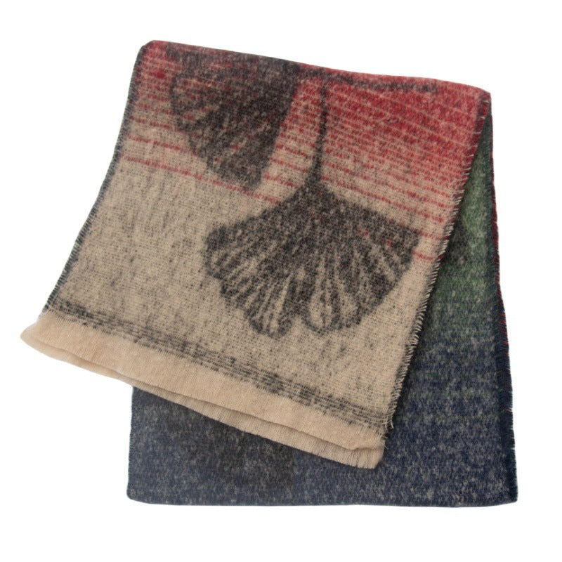 Leaf Print Gradient Color Scarves