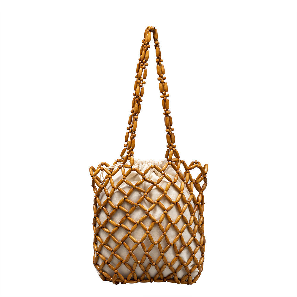 Wooden Bead Woven Handbags
