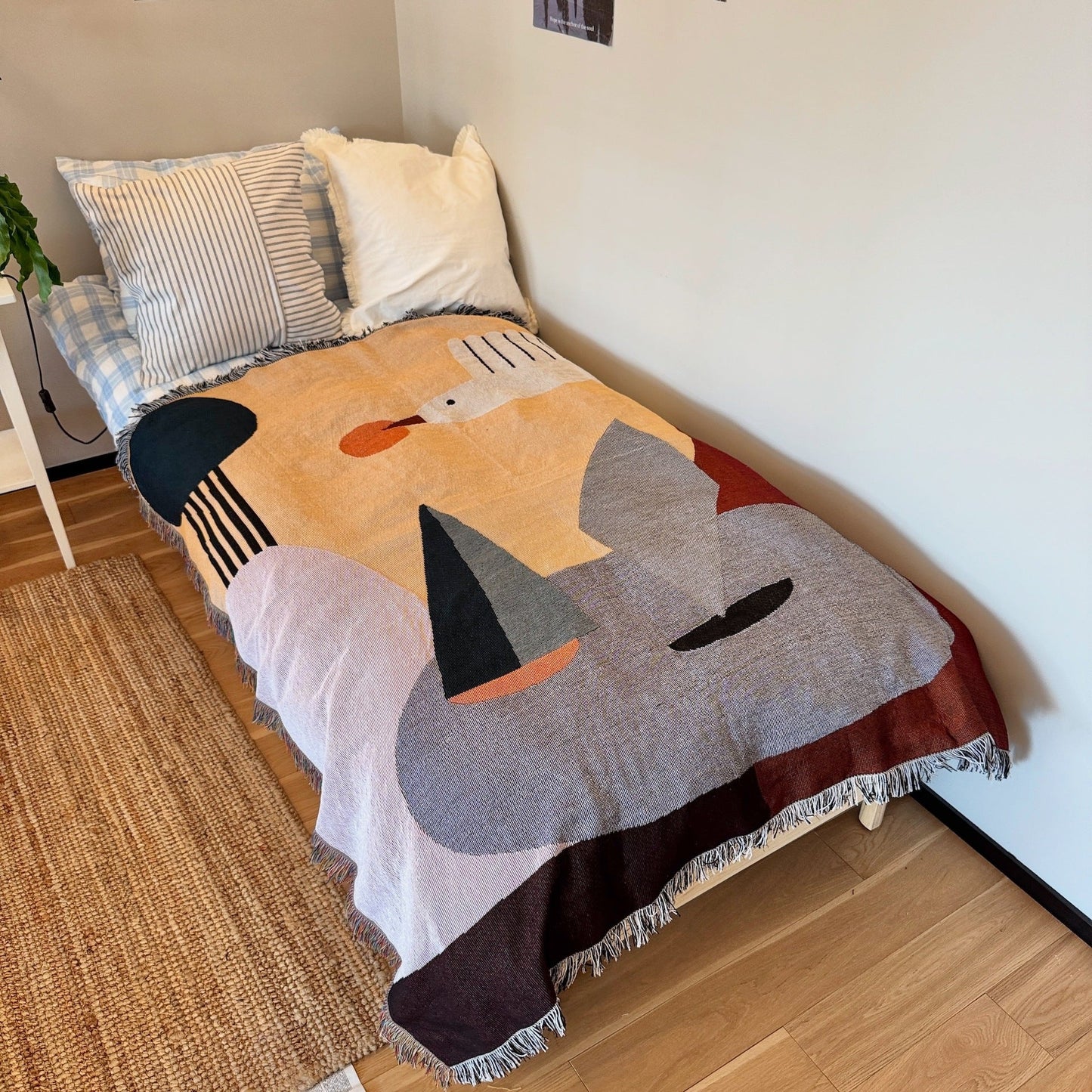 Whimsical Mushroom Pattern Insect Tapestry Throw Blanket