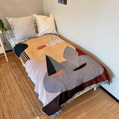 Whimsical Mushroom Pattern Insect Tapestry Throw Blanket