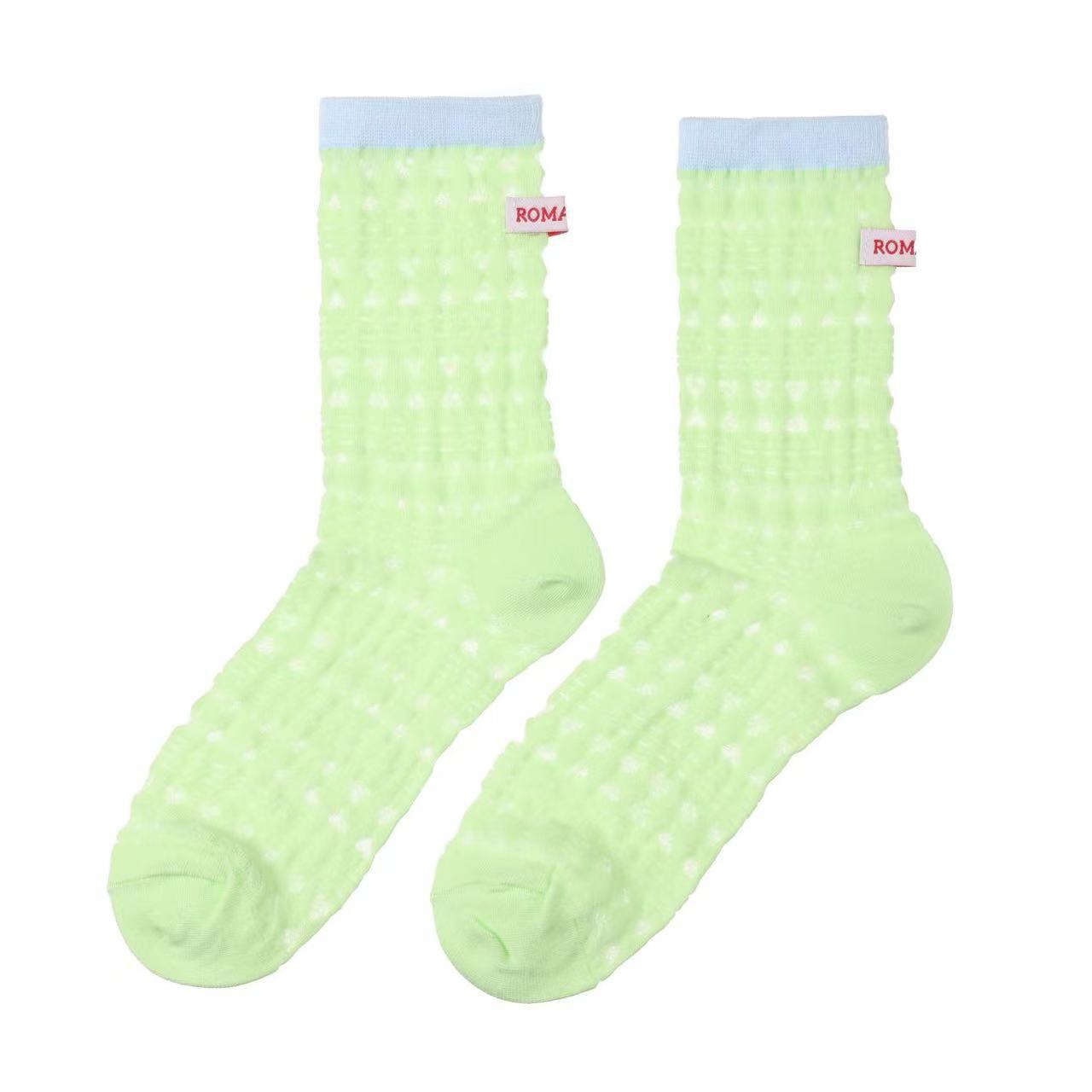 Color Block Hollow Mesh Thin Socks