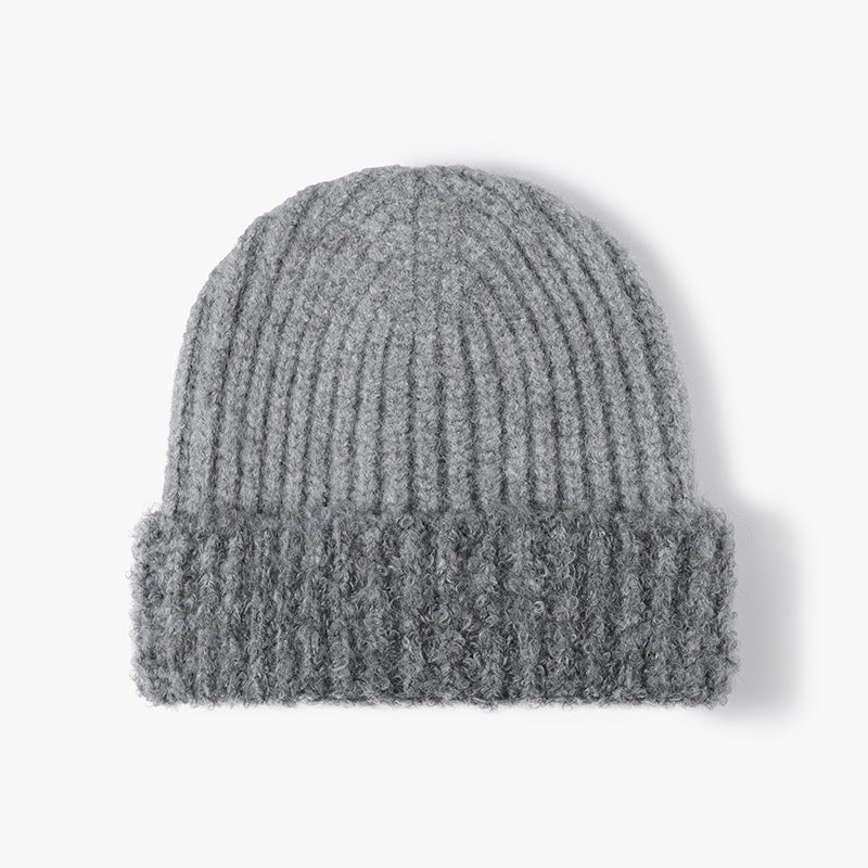 Spliced Color Knit Hat Paded Beanie