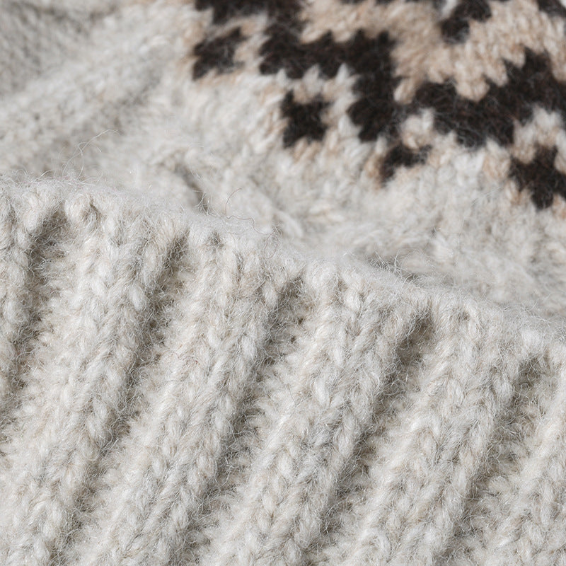 Contrast Color Twist Knit Beanie