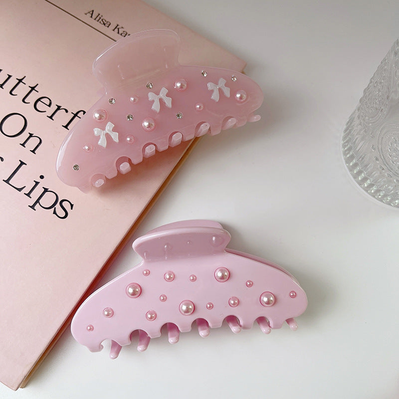 2+Pink Bow Knot Sweet Cute Hair Claws