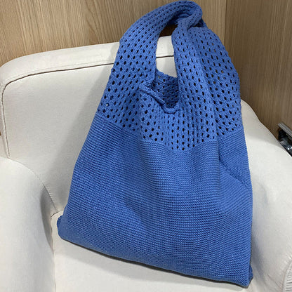 2+ Solid Color Simple Hollow Out Knit Shoulder Bag