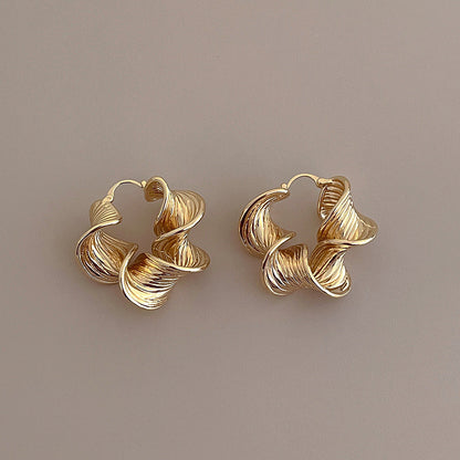 Vintage Simple Waved Twisted Hoop Earrings