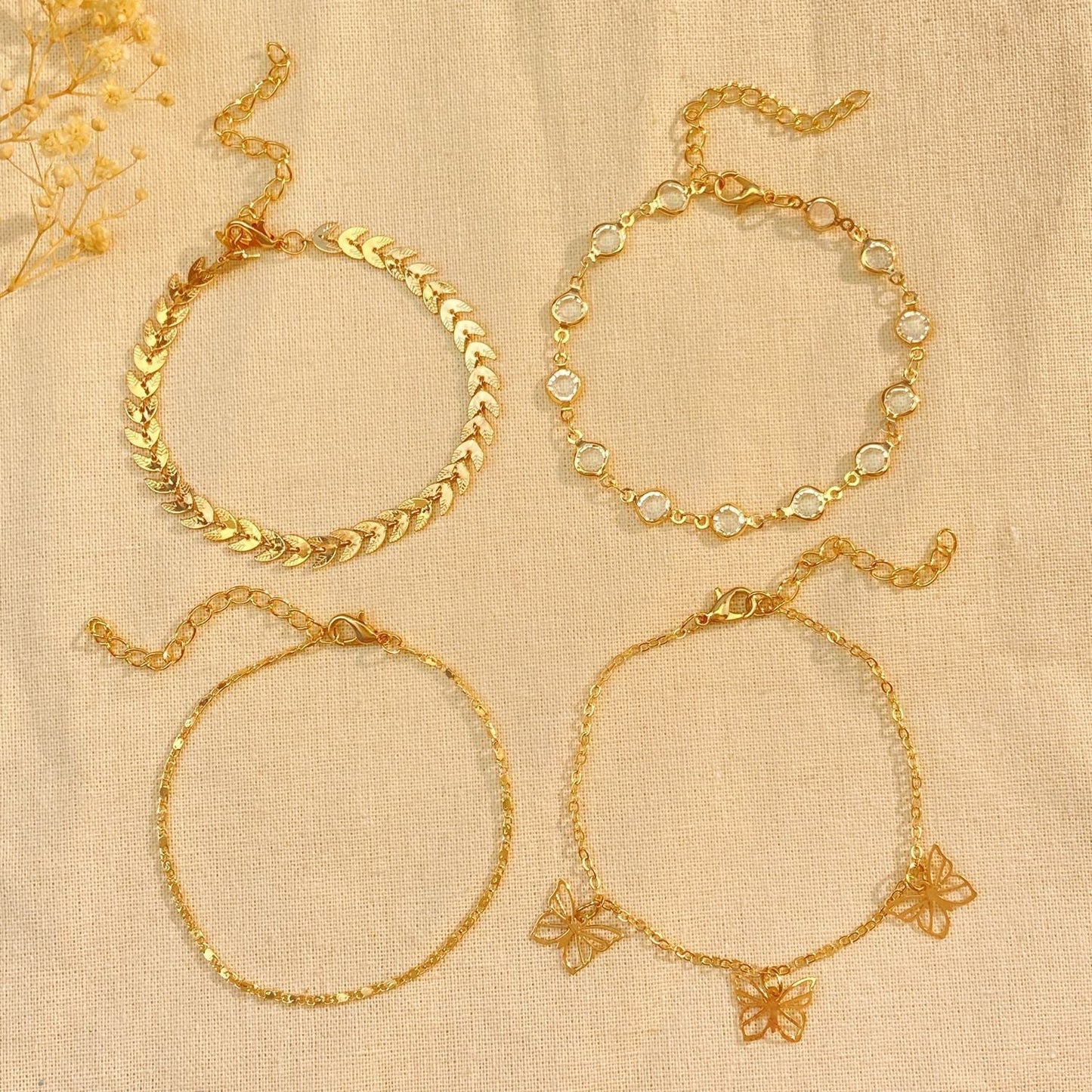 Hellow Out Butterfly Rhinestones Anklet