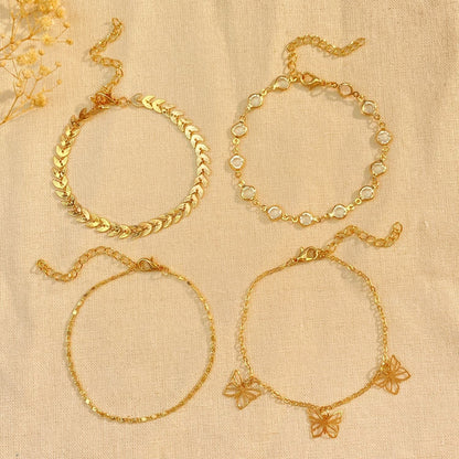 Hellow Out Butterfly Rhinestones Anklet