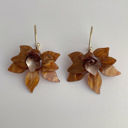 Vintage Large Flower Petal Dangle Earrings