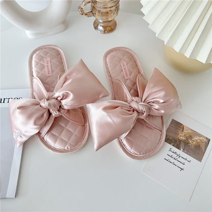 Elegant Bow Knot Embroidered Home Slippers