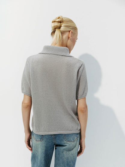 Simple Puff Sleeve Pullover Solid Knit Top