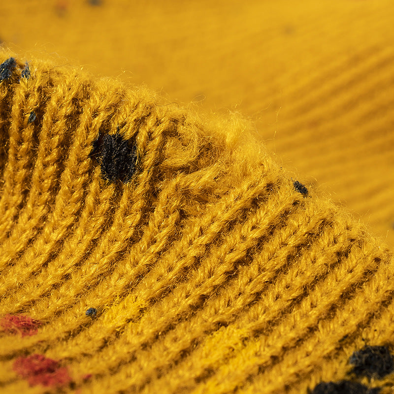 Colorful Irregular Dots Cuff Thick Knit Beanie