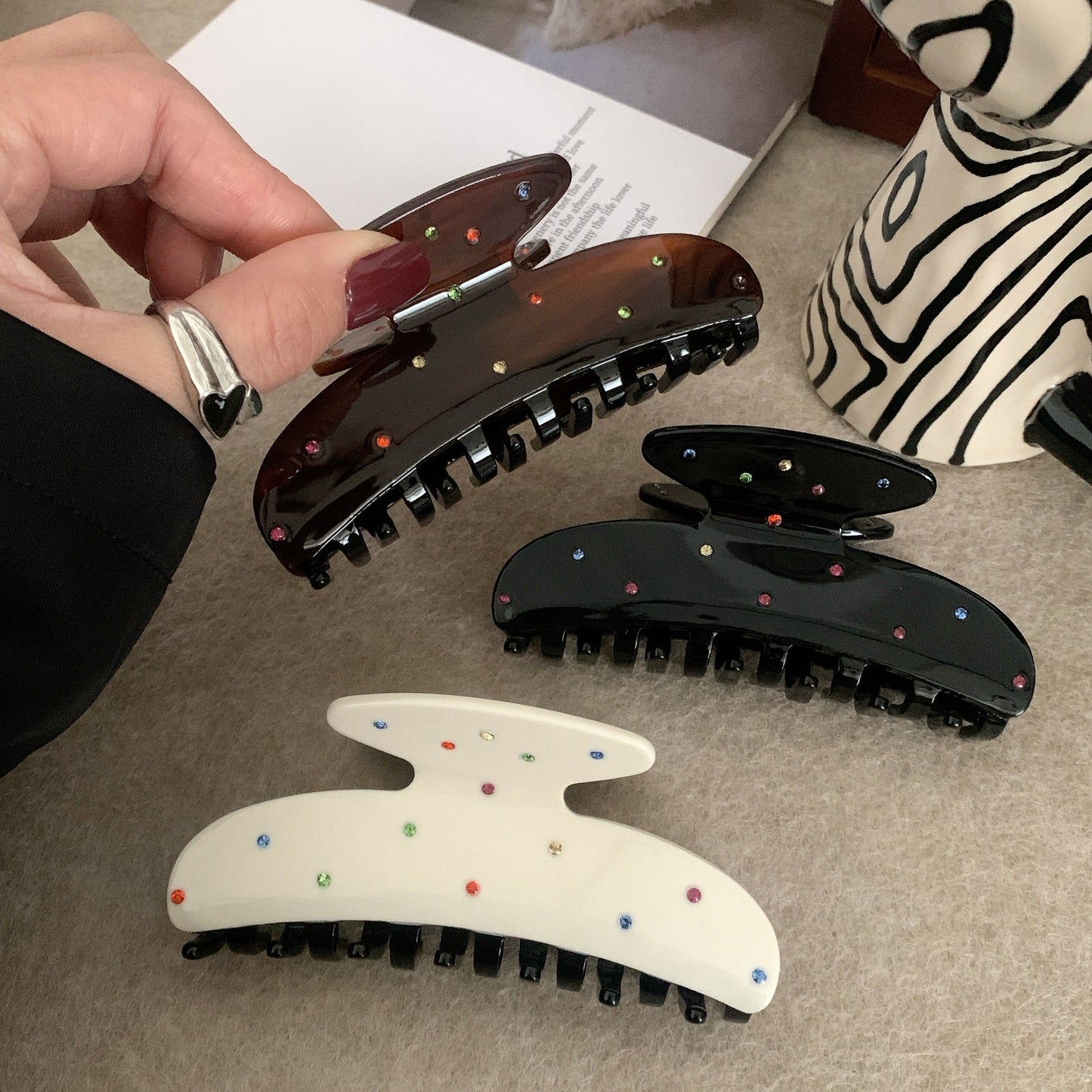 Colourful Rhinestone Simple Grab Clip