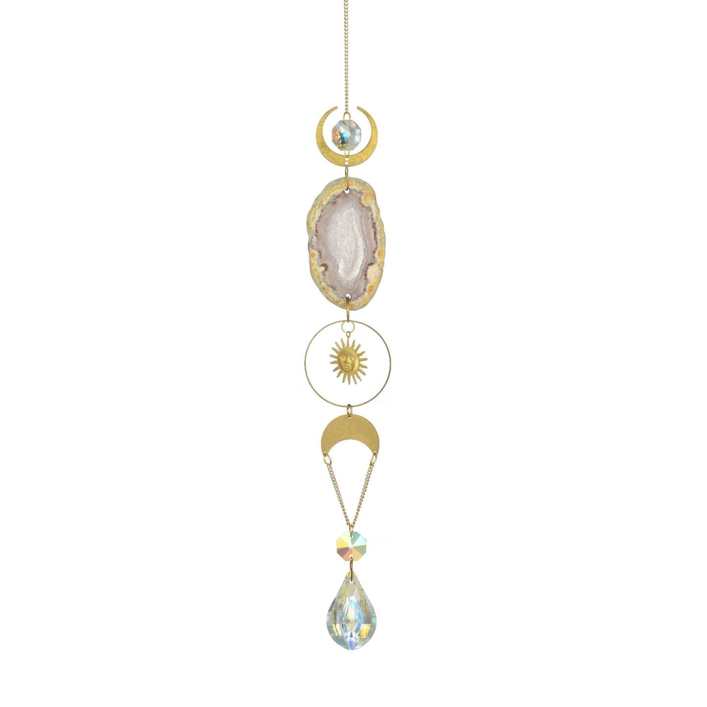 Colorful Agate Sun Moon Crystal Suncatcher