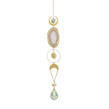 Colorful Agate Sun Moon Crystal Suncatcher