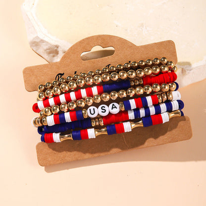 Trendy USA Letters Beaded Stretch Bracelet