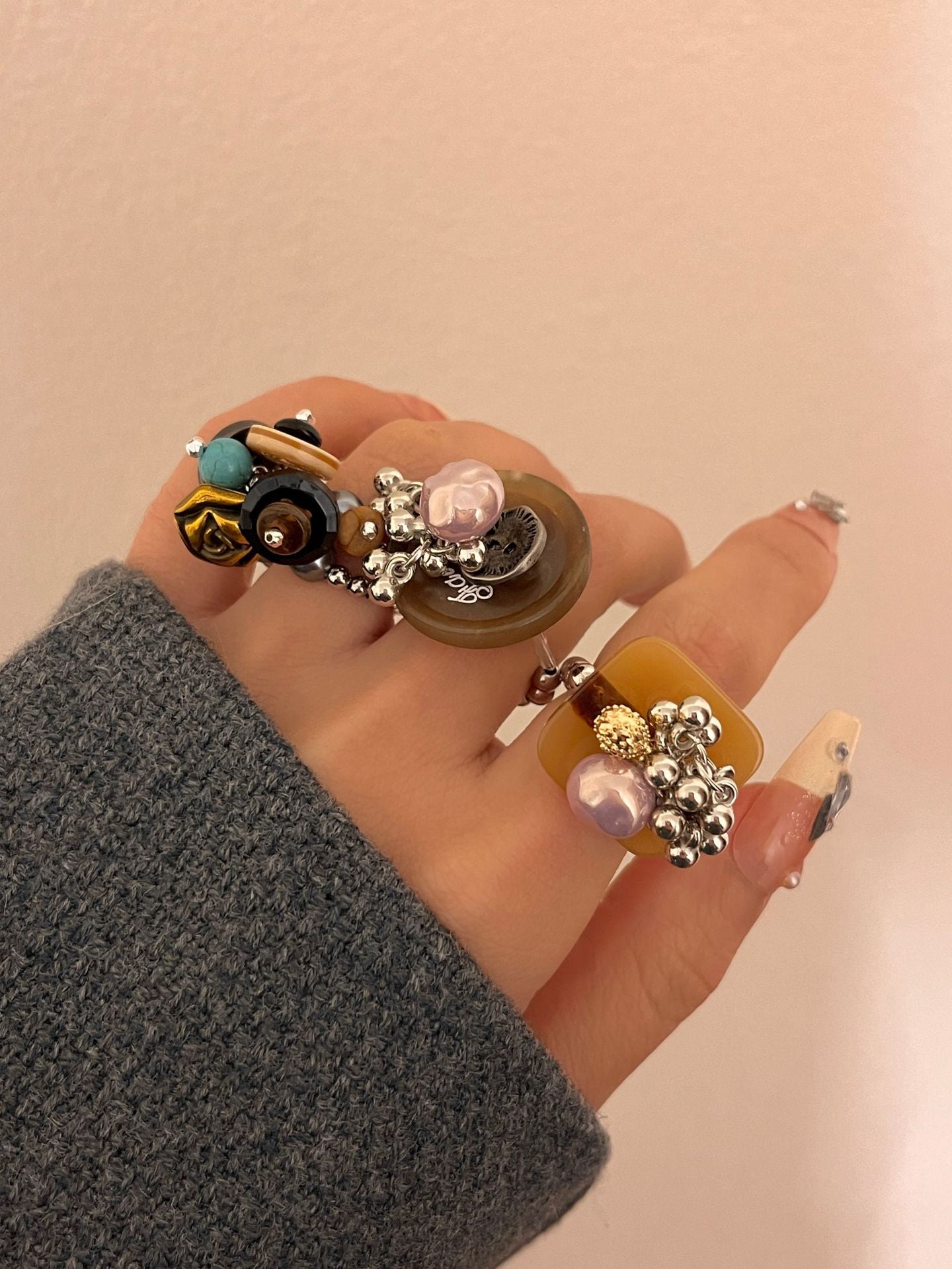 Chic Handmade Beaded Stretch Band Ring