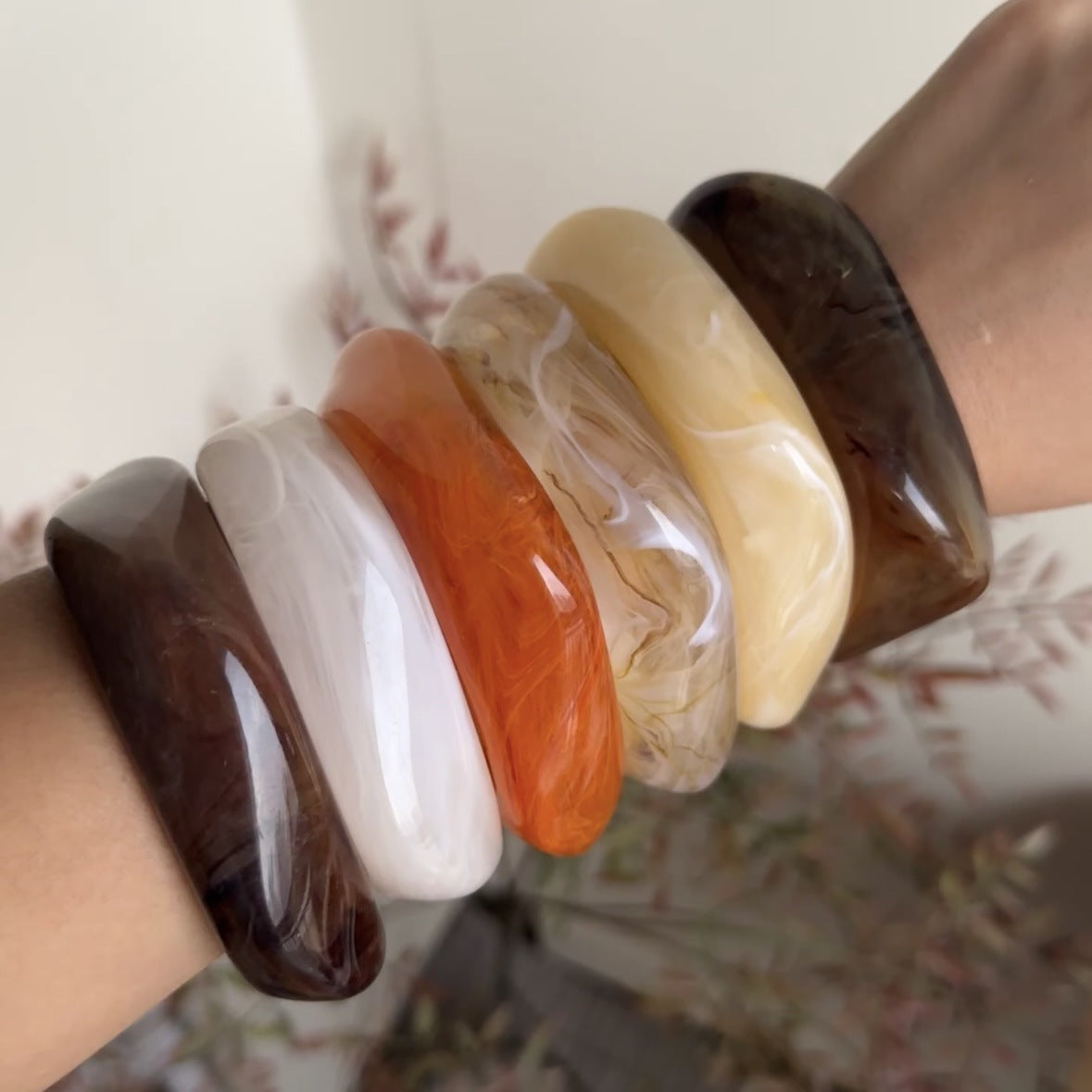 Irregular Acrylic Resin Bangle Bracelets