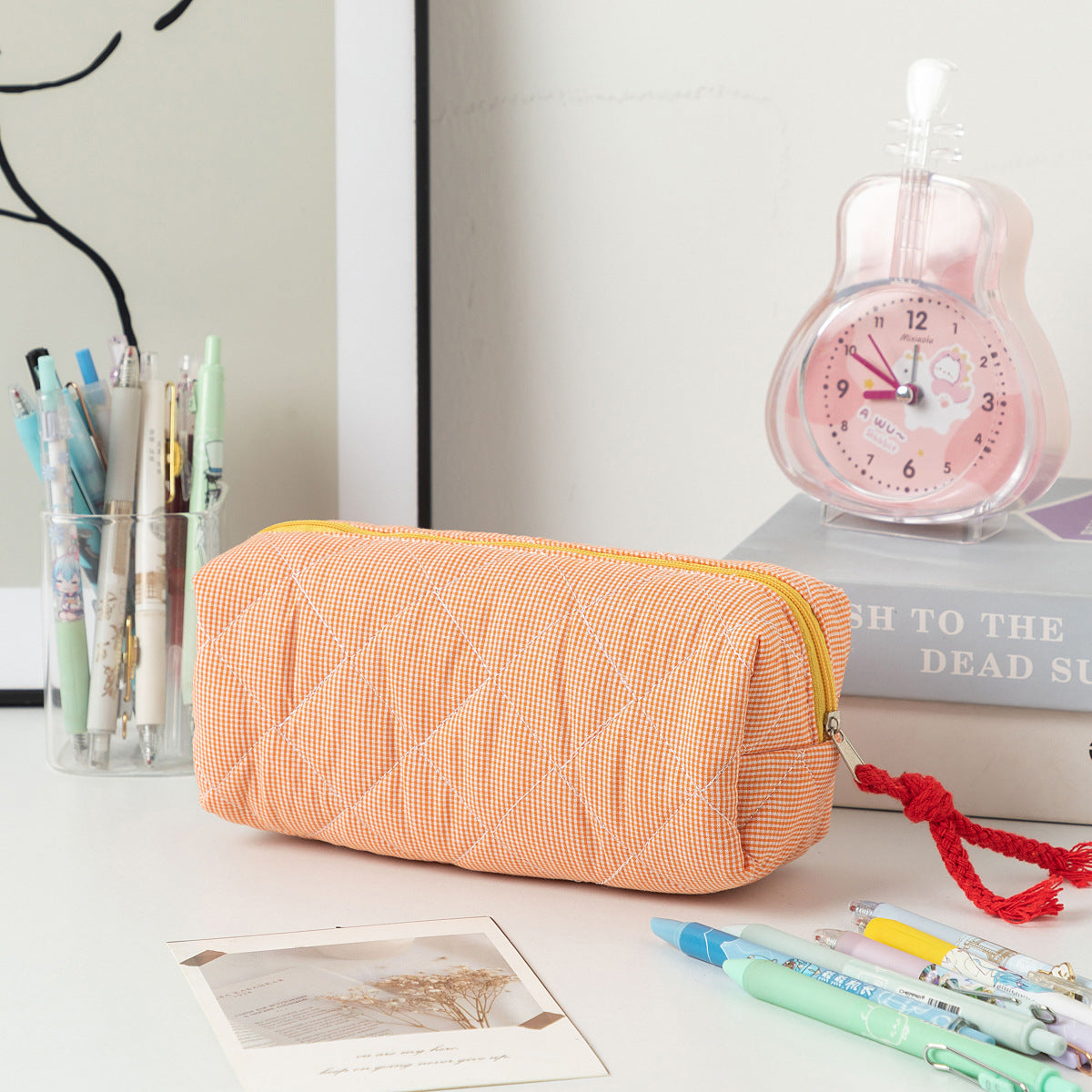 Large Capacity Color Block Plaid Storage Bag