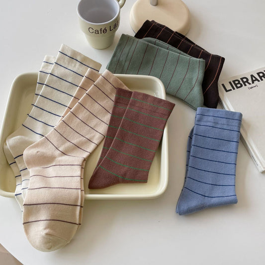 Simple Striped Soft Cotton Socks