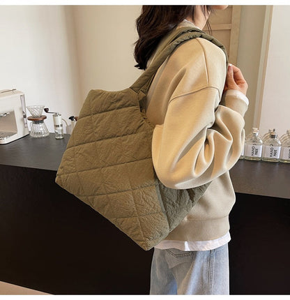 Solid Color Large Capacity Puffer Handbag
