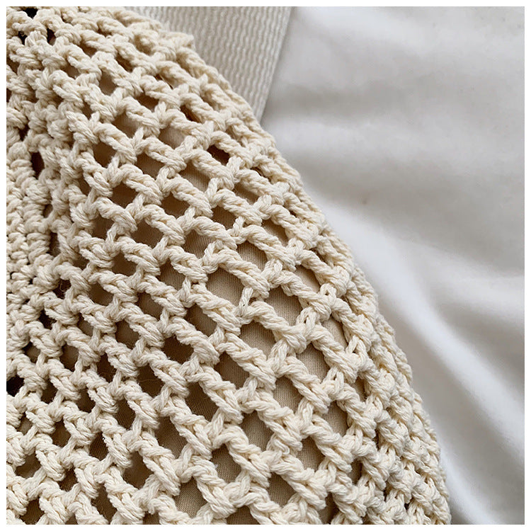Beach Hollow Out Knit Woven Shoulder Tote Bag