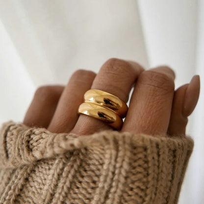 Wide Edge Double Layered Simple Ring
