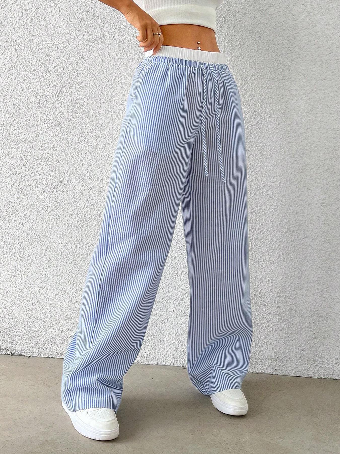 Trendy Striped  Loose Wide-Leg Pants