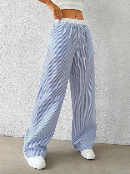 Trendy Striped  Loose Wide-Leg Pants