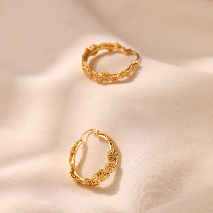 Vintage Flower Elegant Circle Hoop Earrings
