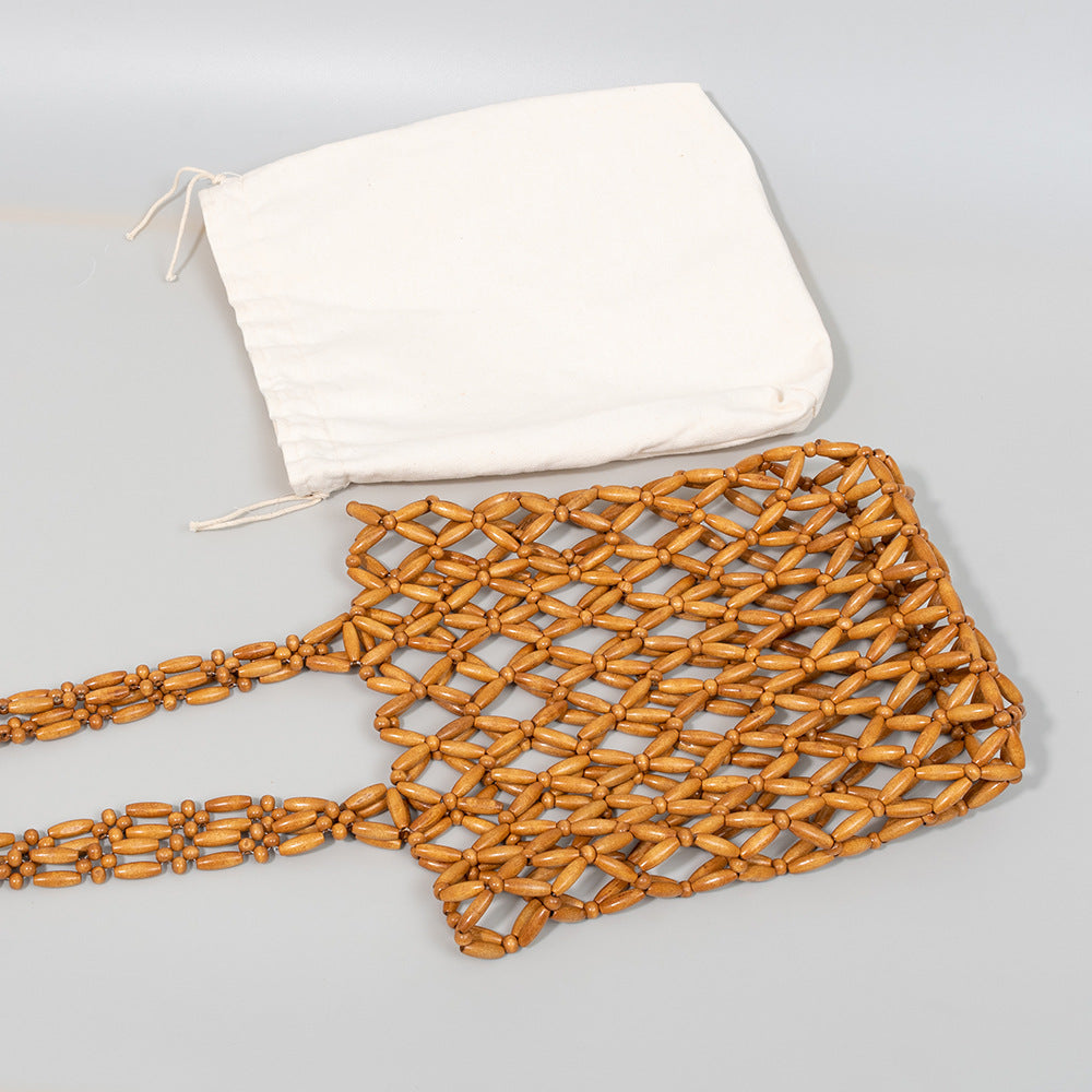 Wooden Bead Woven Handbags