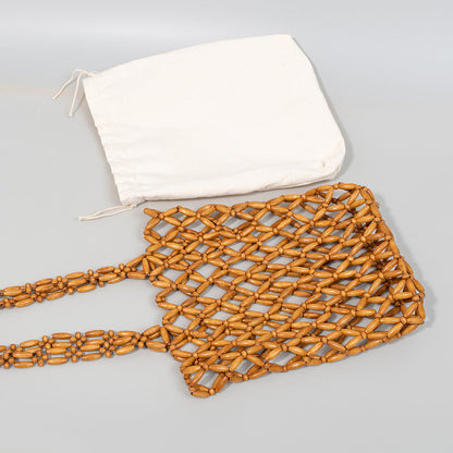 Wooden Bead Woven Handbags