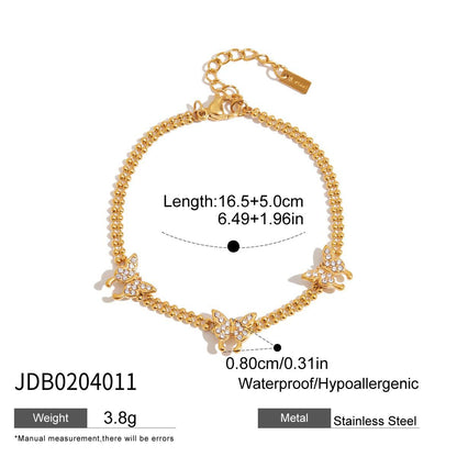 Gold Plated Charm Linked Chain Strand Bracelet