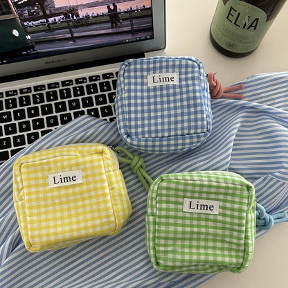 Simple Color Block Plaid Coin Purse Wallets
