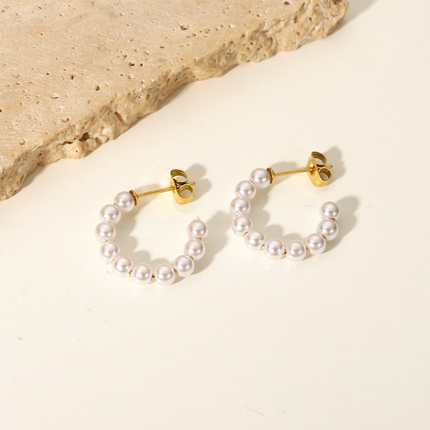 Pearl C-Shaped Elegant Stud Earrings
