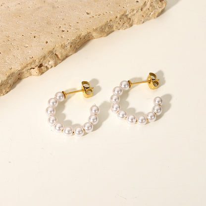 Pearl C-Shaped Elegant Stud Earrings
