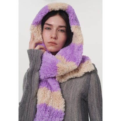 Plushed Striped Cute Color Block Scarves