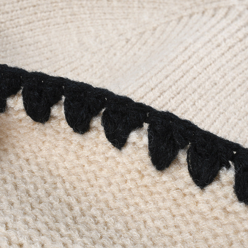 Minimalist Textured Cuffed Contrast Trim Knit Beanie