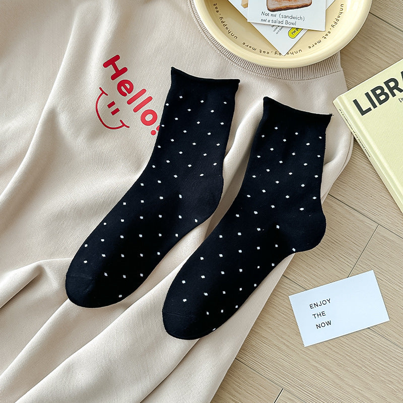 Polka Dot Simple Rolled Socks