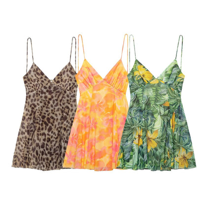 Sexy Backless Print String Mini Dresses